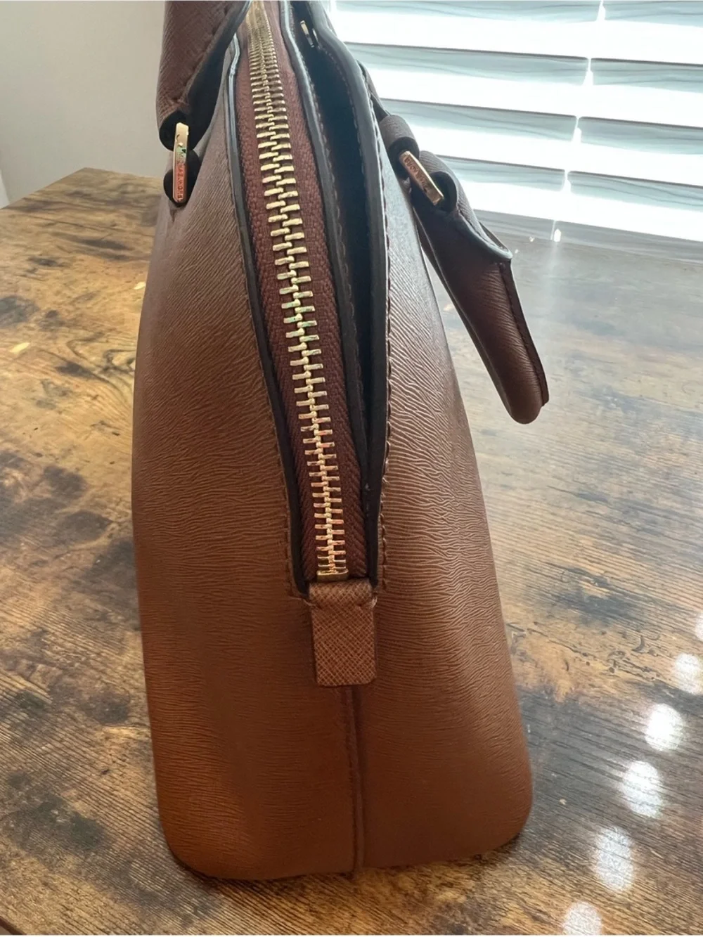 Michael Kors Jet Set Travel Large Dome Satchel Brown Saffiano Leather NWOT